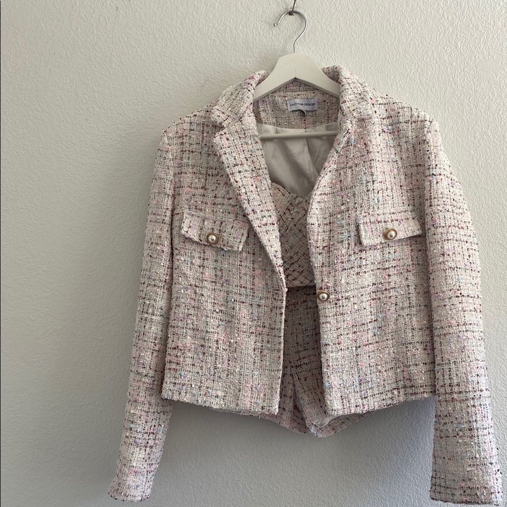 Melrose with Love Pink Purple Tweed Jacket Set
